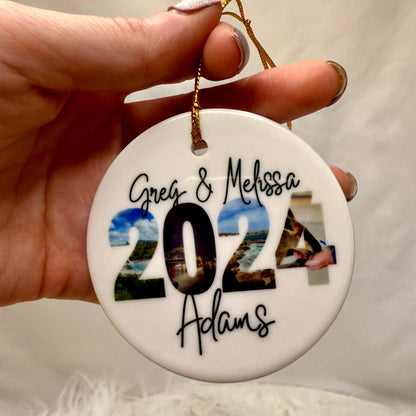 Personalized Minimalist Travel Ceramic Photo Ornament - Out of Office Outfitters - Home Decor