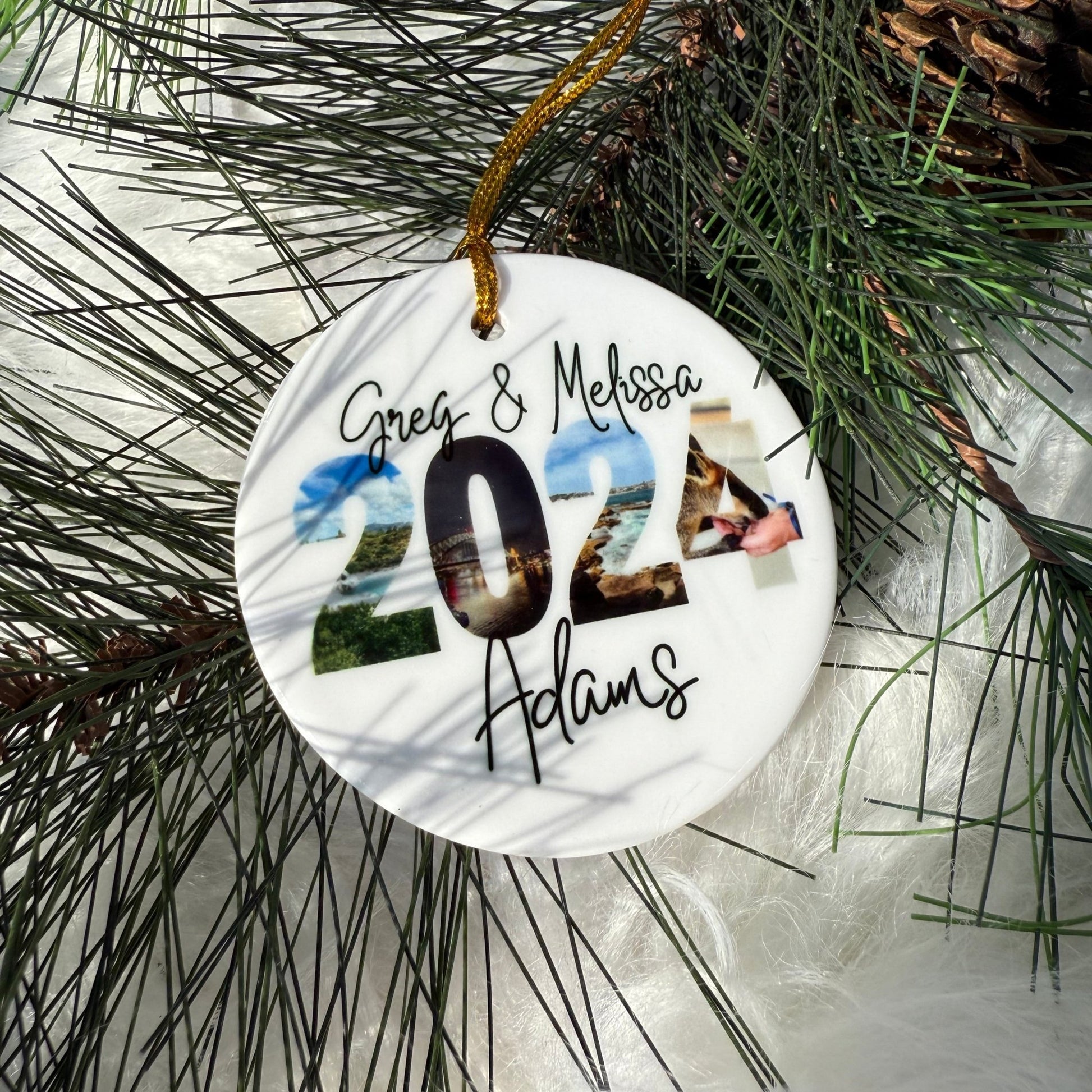 Personalized Minimalist Travel Ceramic Photo Ornament - Out of Office Outfitters - Home Decor