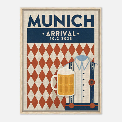 Personalized Munich Oktoberfest Vintage Travel Poster Canvas – Framed - Out of Office Outfitters - Print Material