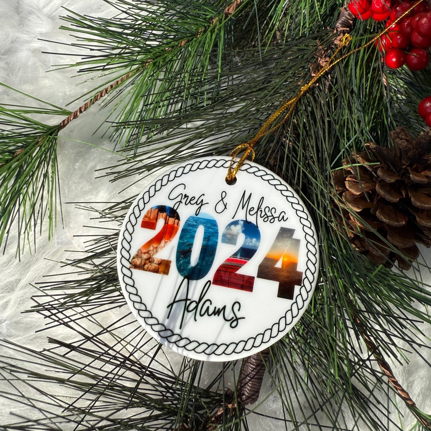 Personalized Nautical Cruise Themed Ceramic Photo Ornament - Out of Office Outfitters - Home Decor