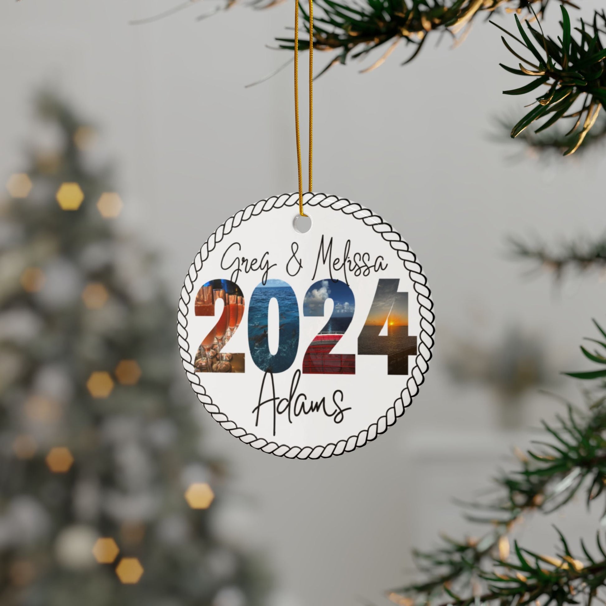 Personalized Nautical Cruise Themed Ceramic Photo Ornament - Out of Office Outfitters - Home Decor