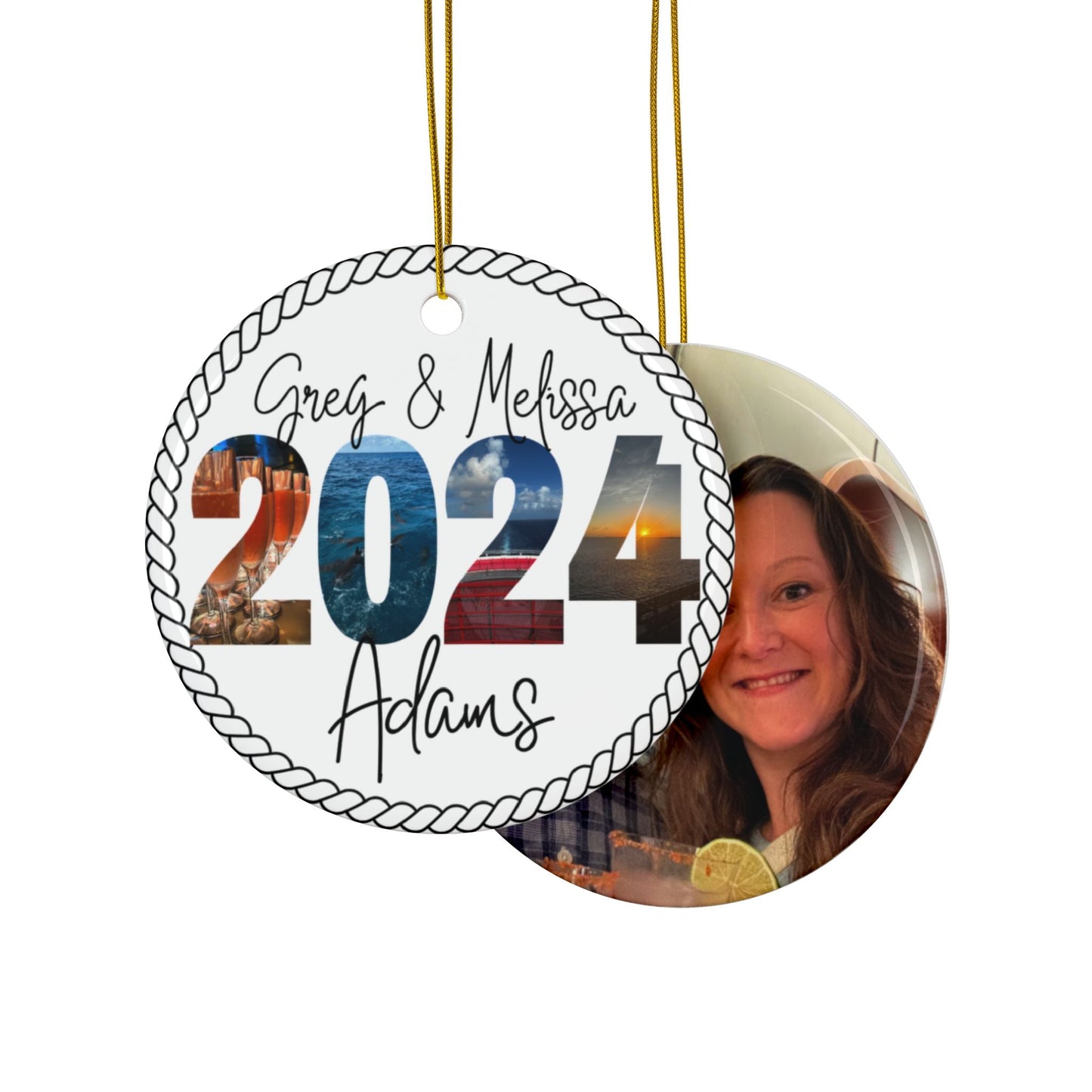 Personalized Nautical Cruise Themed Ceramic Photo Ornament - Out of Office Outfitters - Home Decor