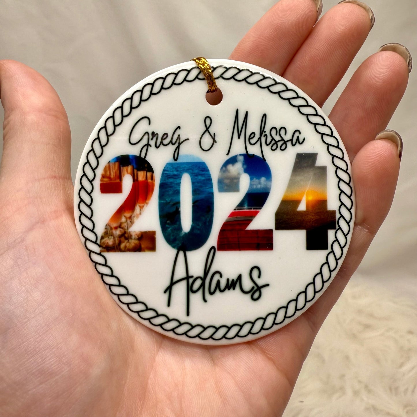 Personalized Nautical Cruise Themed Ceramic Photo Ornament - Out of Office Outfitters - Home Decor