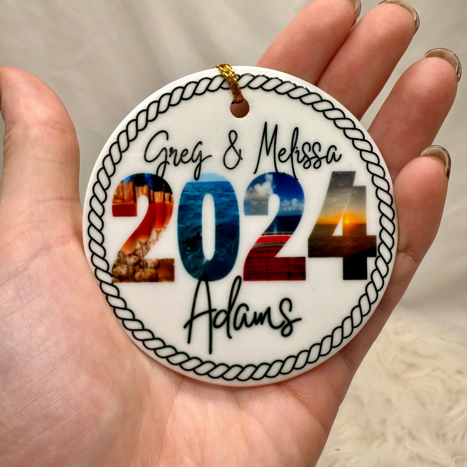 Personalized Nautical Cruise Themed Ceramic Photo Ornament - Out of Office Outfitters - Home Decor