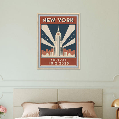 Personalized New York Vintage Travel Poster Canvas – Framed - Out of Office Outfitters - Print Material