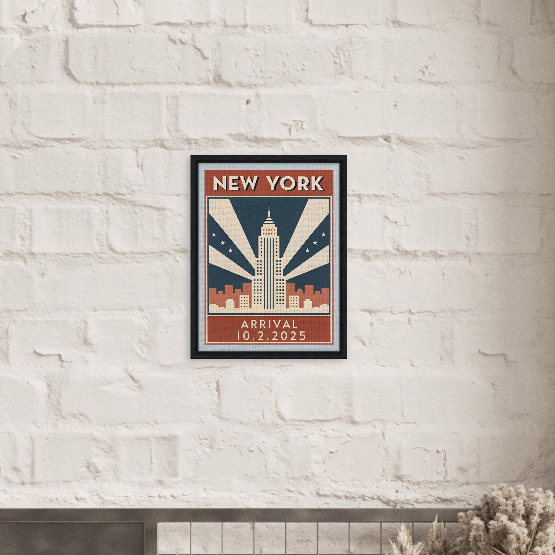 Personalized New York Vintage Travel Poster Canvas – Framed - Out of Office Outfitters - Print Material