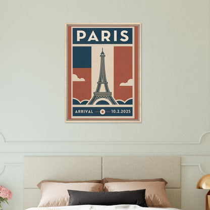 Personalized Paris Vintage Travel Poster Canvas – Framed - Out of Office Outfitters - Print Material