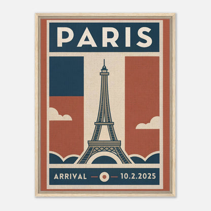 Personalized Paris Vintage Travel Poster Canvas – Framed - Out of Office Outfitters - Print Material