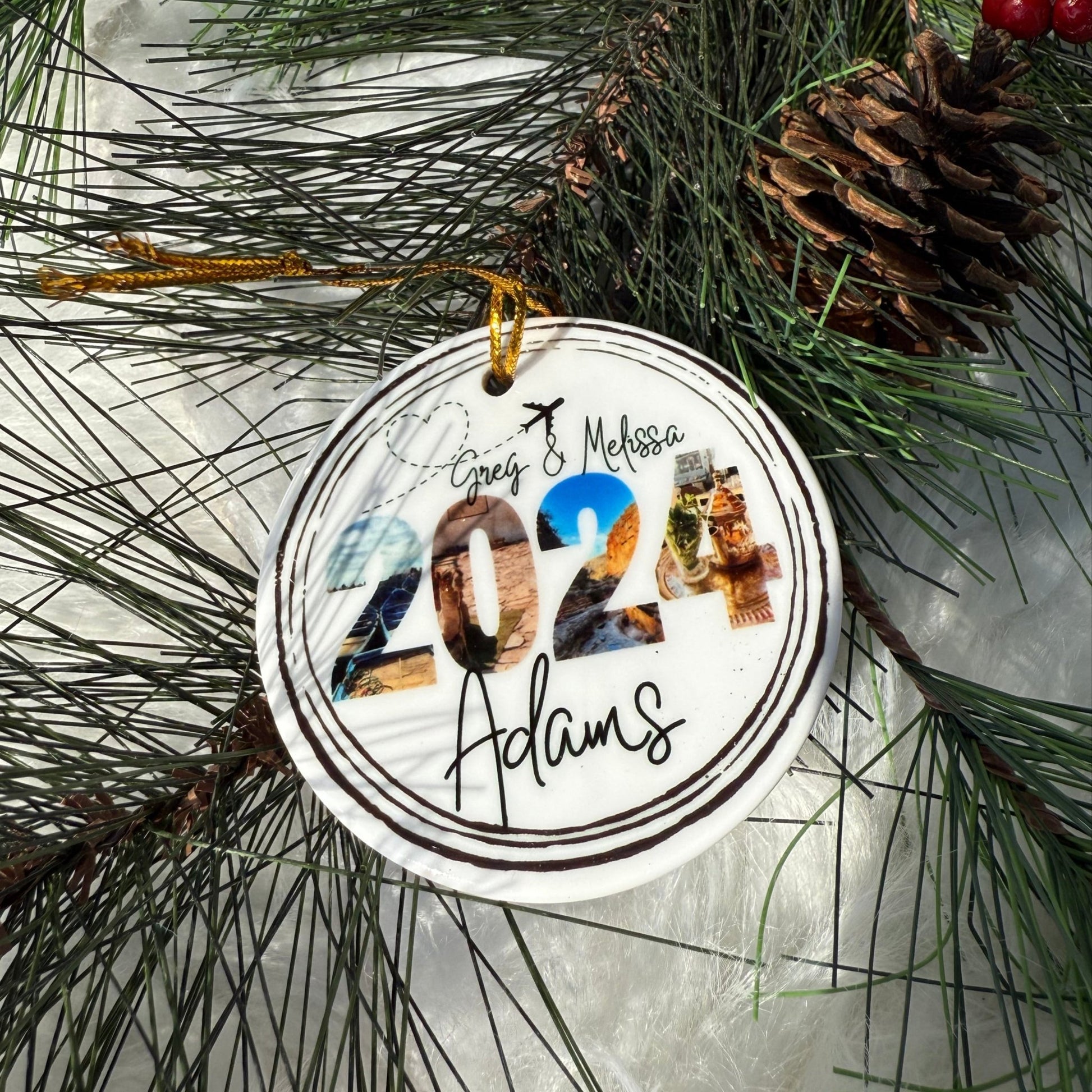 Personalized Passport Stamp Ceramic Photo Ornament - Out of Office Outfitters - Home Decor