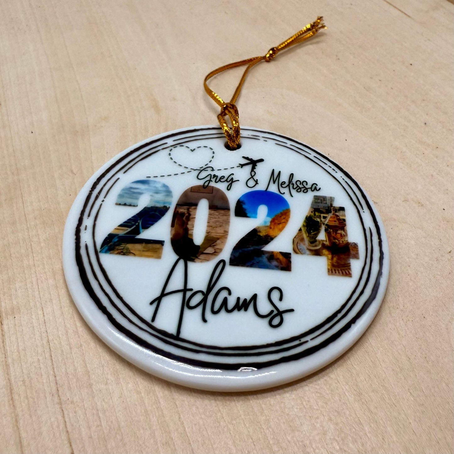 Personalized Passport Stamp Ceramic Photo Ornament - Out of Office Outfitters - Home Decor