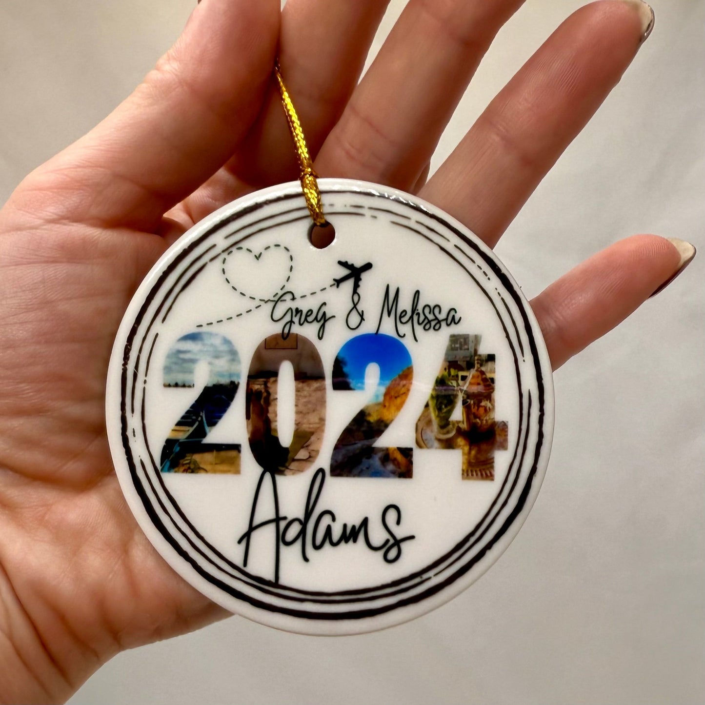 Personalized Passport Stamp Ceramic Photo Ornament - Out of Office Outfitters - Home Decor