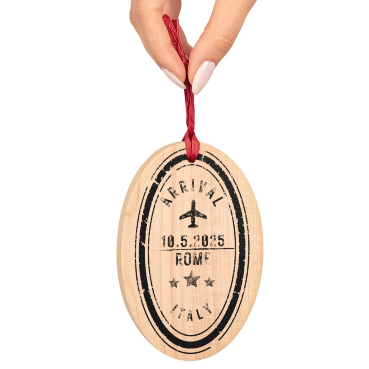 Personalized Passport Stamp Wooden Ornament - Out of Office Outfitters - Home Decor