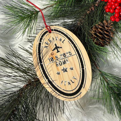 Personalized Passport Stamp Wooden Ornament - Out of Office Outfitters - Home Decor