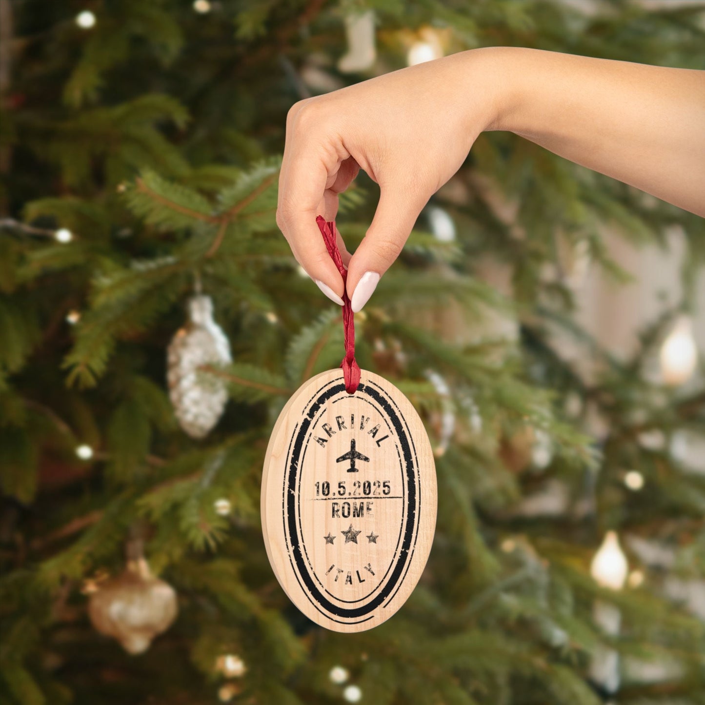 Personalized Passport Stamp Wooden Ornament - Out of Office Outfitters - Home Decor