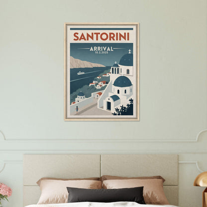 Personalized Santorini Vintage Travel Poster Canvas – Framed - Out of Office Outfitters - Print Material