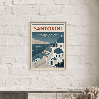 Personalized Santorini Vintage Travel Poster Canvas – Framed - Out of Office Outfitters - Print Material