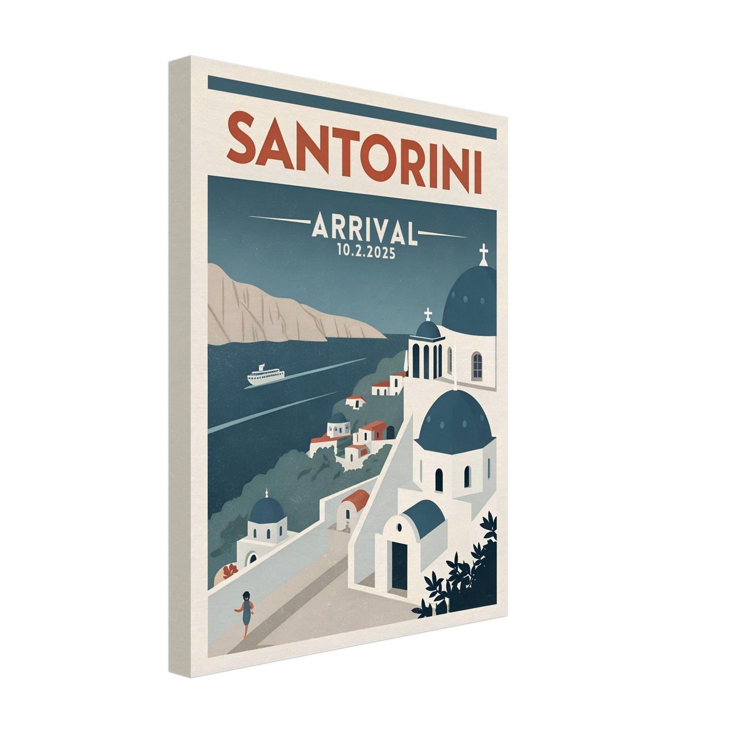 Personalized Santorini Vintage Travel Poster Canvas – Unframed - Out of Office Outfitters - Print Material