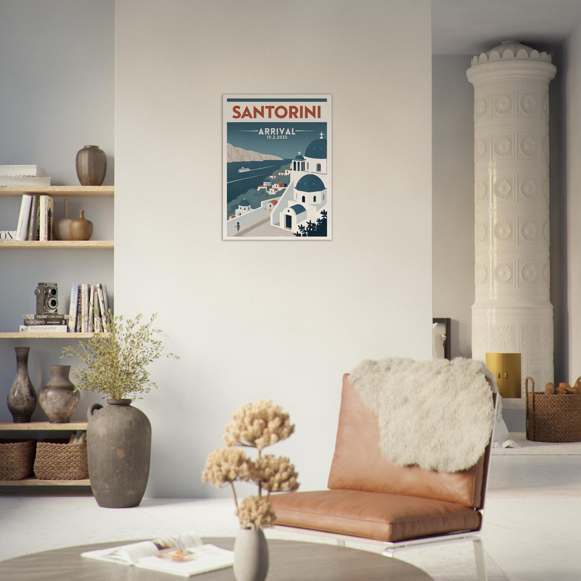 Personalized Santorini Vintage Travel Poster Canvas – Unframed - Out of Office Outfitters - Print Material