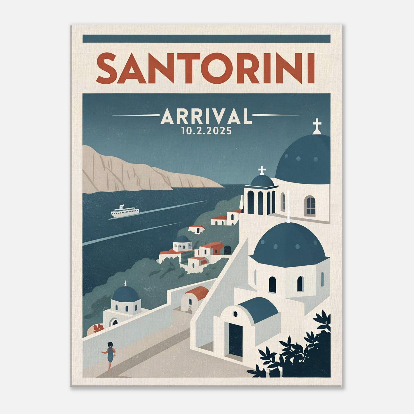 Personalized Santorini Vintage Travel Poster Canvas – Unframed - Out of Office Outfitters - Print Material