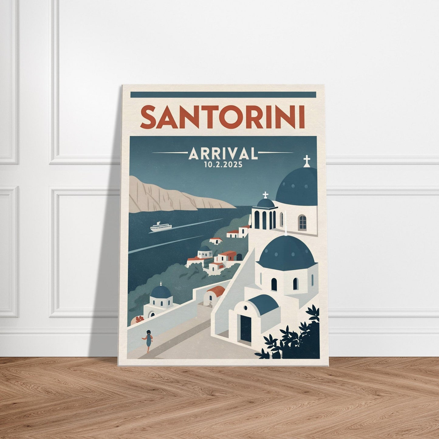 Personalized Santorini Vintage Travel Poster Canvas – Unframed - Out of Office Outfitters - Print Material
