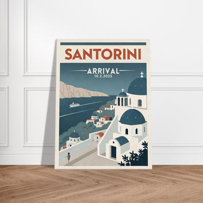 Personalized Santorini Vintage Travel Poster Canvas – Unframed - Out of Office Outfitters - Print Material