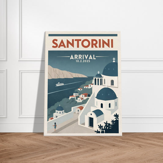Personalized Santorini Vintage Travel Poster Canvas – Unframed - Out of Office Outfitters - Print Material