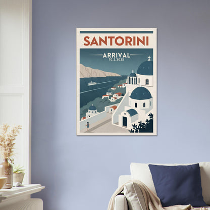 Personalized Santorini Vintage Travel Poster Canvas – Unframed - Out of Office Outfitters - Print Material