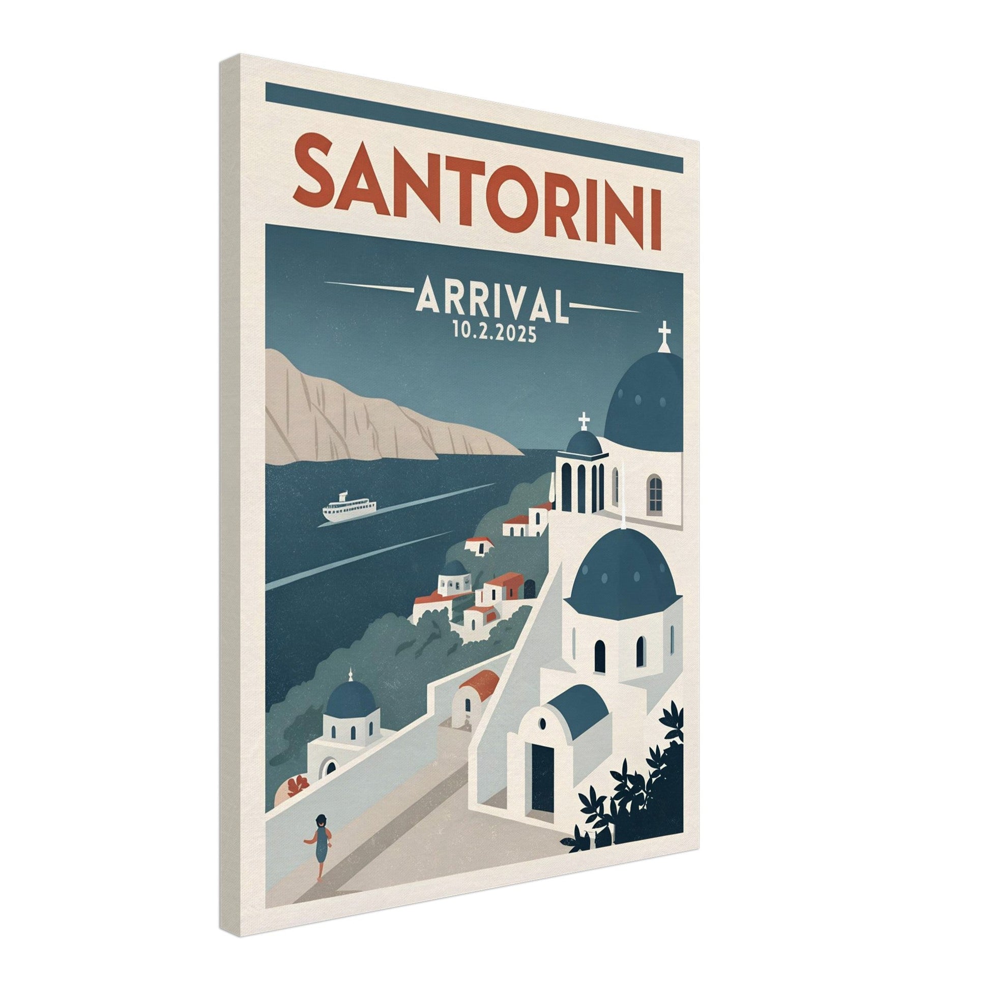 Personalized Santorini Vintage Travel Poster Canvas – Unframed - Out of Office Outfitters - Print Material