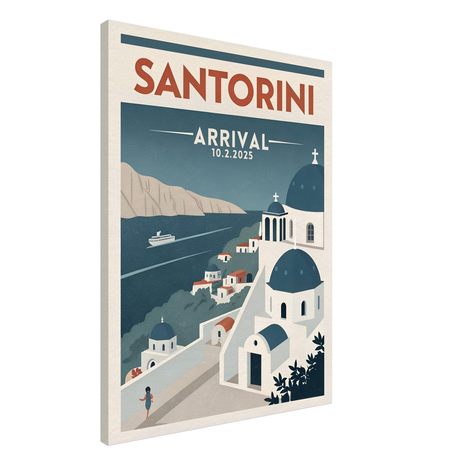 Personalized Santorini Vintage Travel Poster Canvas – Unframed - Out of Office Outfitters - Print Material