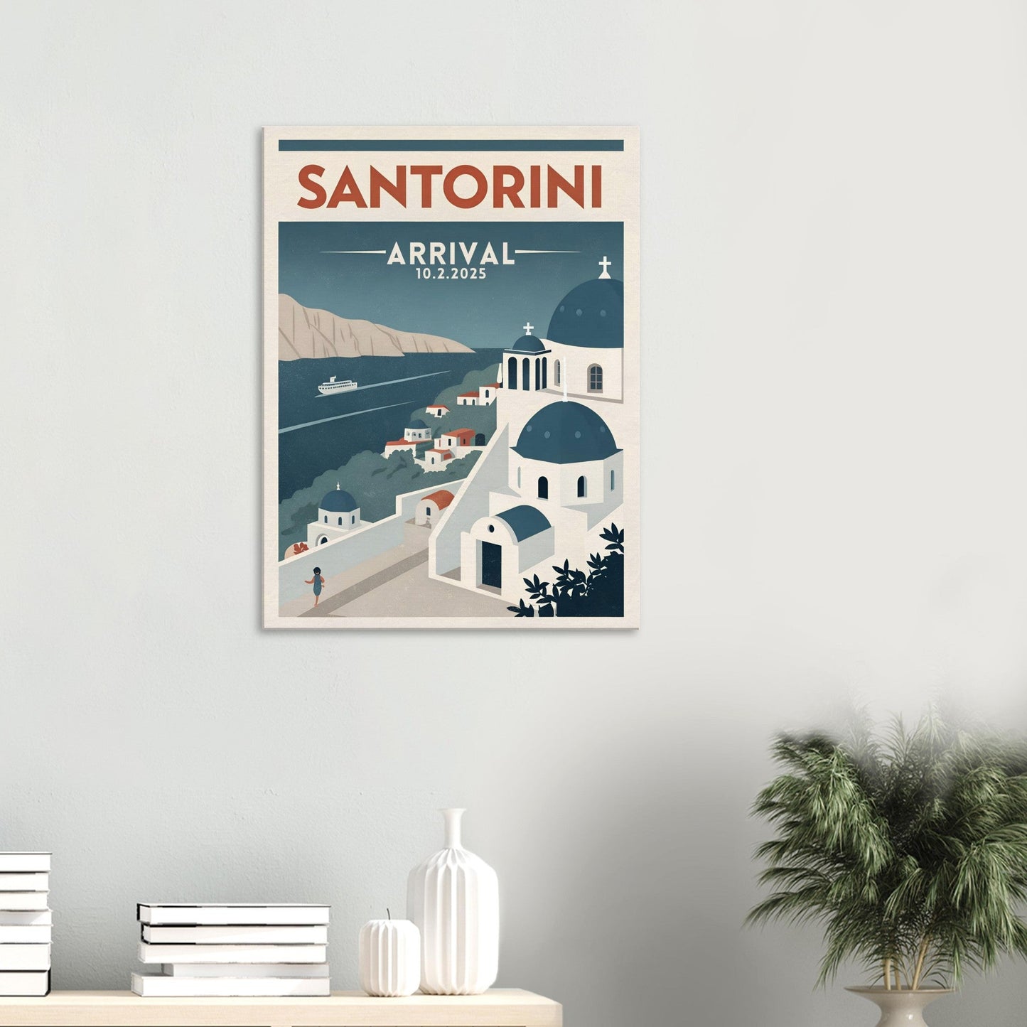 Personalized Santorini Vintage Travel Poster Canvas – Unframed - Out of Office Outfitters - Print Material