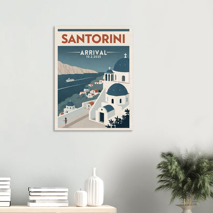 Personalized Santorini Vintage Travel Poster Canvas – Unframed - Out of Office Outfitters - Print Material