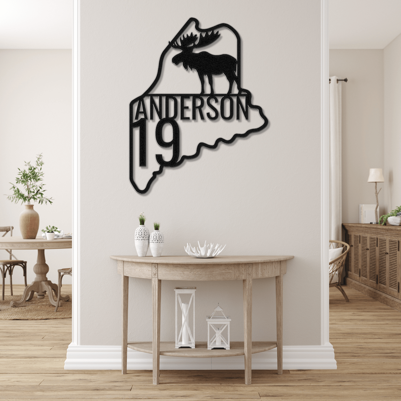 Personalized State with Moose Metal Address Sign - Out of Office Outfitters - Die - Cut Sign
