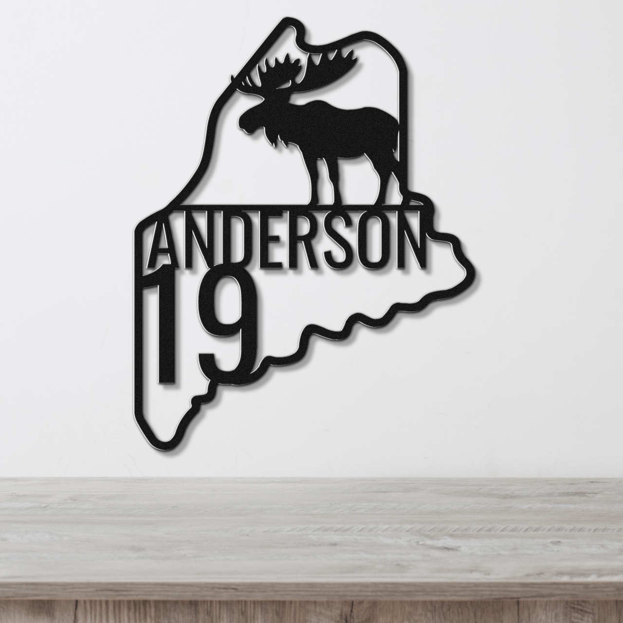Personalized State with Moose Metal Address Sign - Out of Office Outfitters - Die - Cut Sign