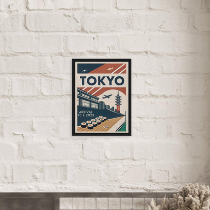 Personalized Tokyo Vintage Travel Poster Canvas – Framed - Out of Office Outfitters - Print Material