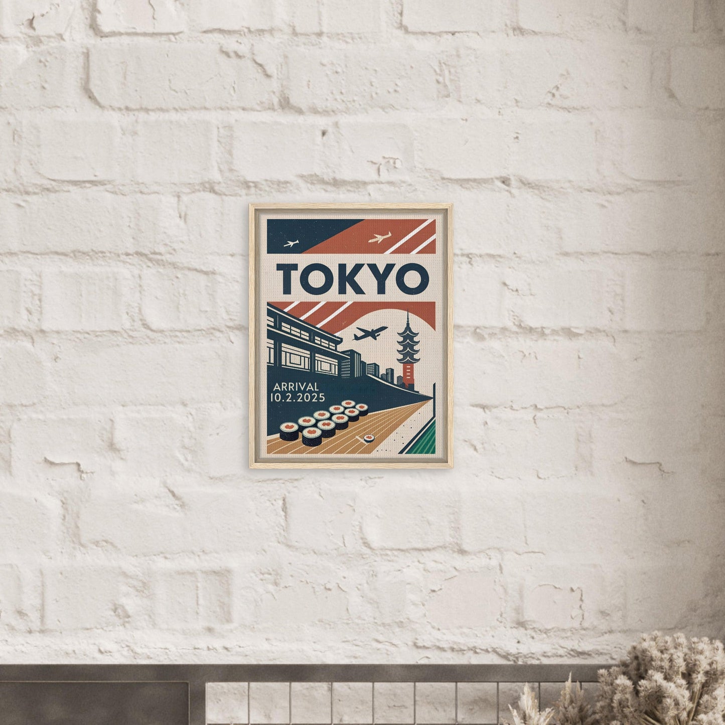 Personalized Tokyo Vintage Travel Poster Canvas – Framed - Out of Office Outfitters - Print Material