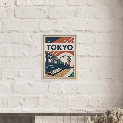 Personalized Tokyo Vintage Travel Poster Canvas – Framed - Out of Office Outfitters - Print Material