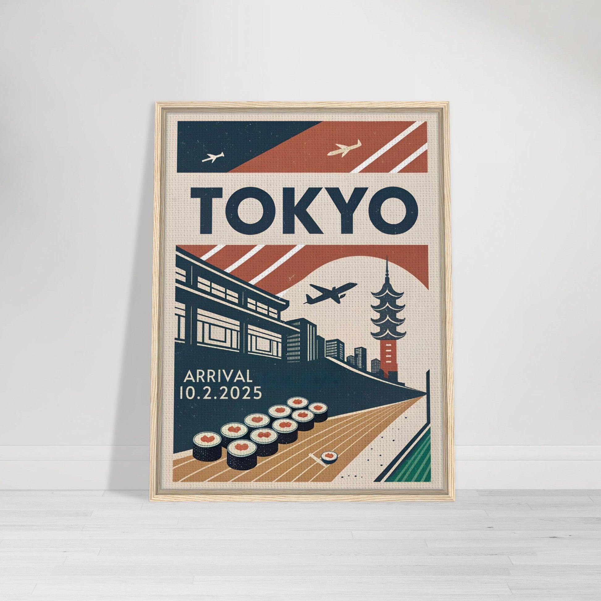 Personalized Tokyo Vintage Travel Poster Canvas – Framed - Out of Office Outfitters - Print Material