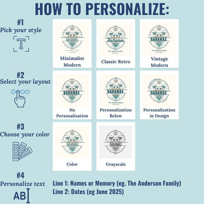 Personalized Travel Canvas – Bahamas Wall Art - Out of Office Outfitters - Home Decor