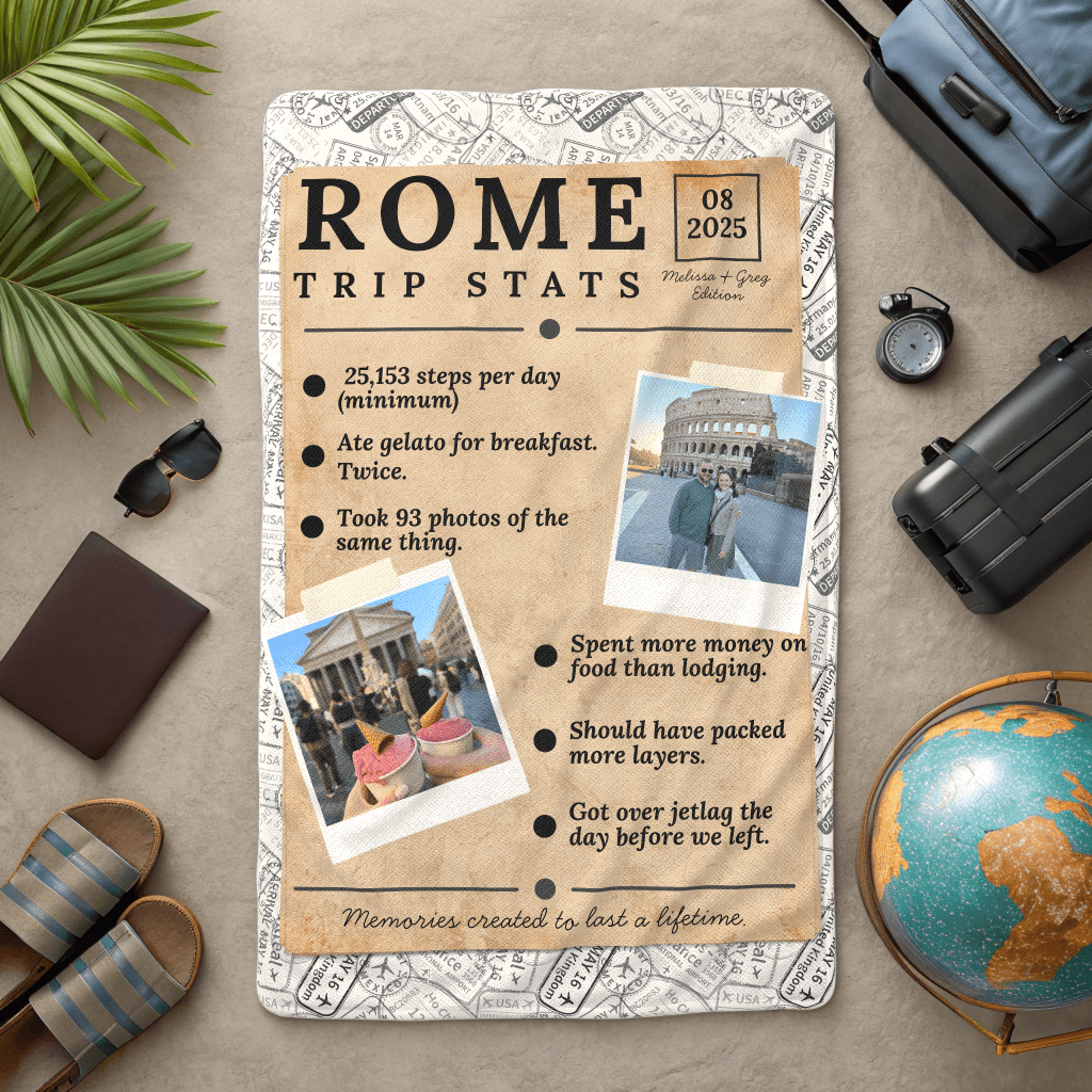 Personalized Trip Stats Blanket – Cozy Plush Travel Memory Throw - Out of Office Outfitters - All Over Prints
