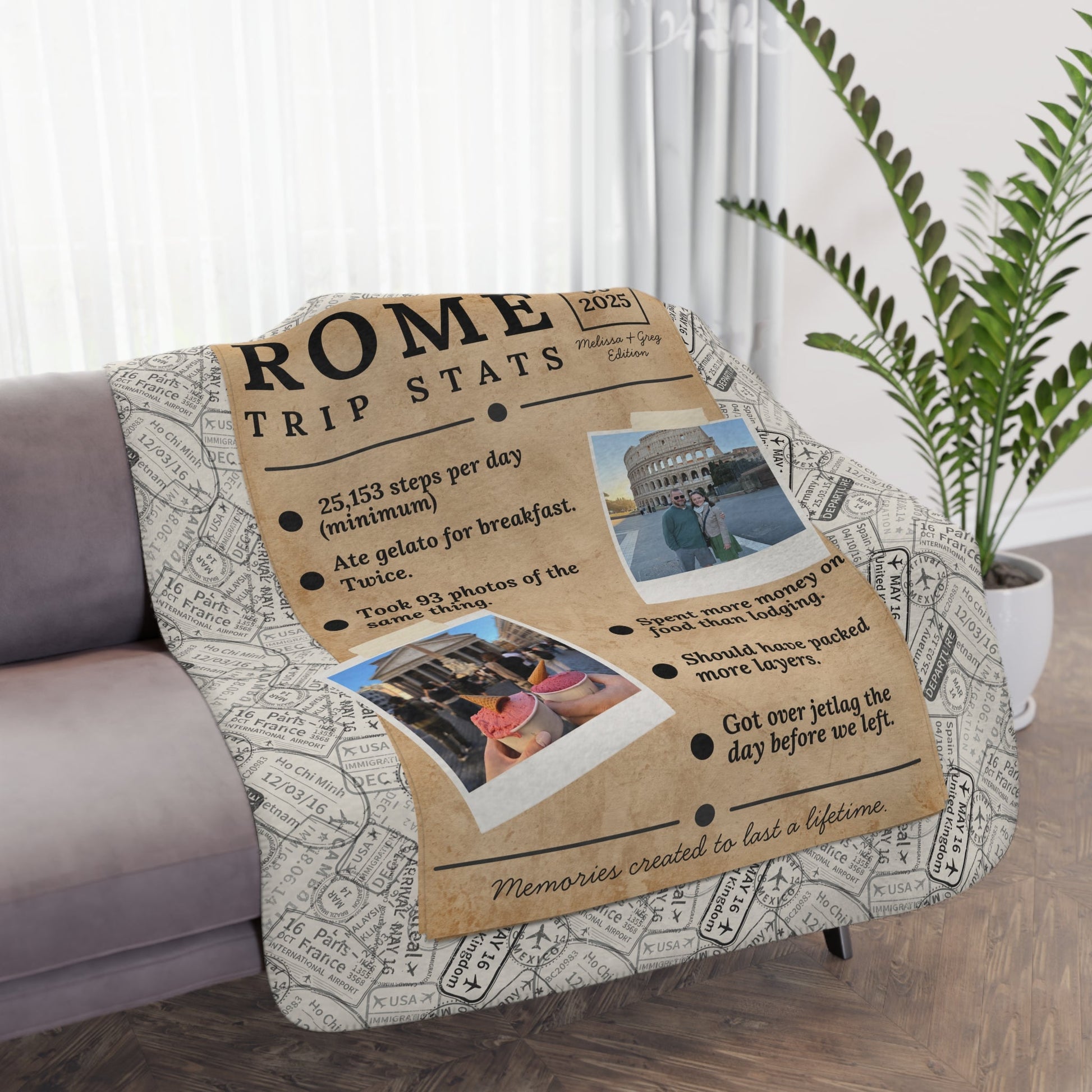 Personalized Trip Stats Blanket – Warm Sherpa Travel Memory Throw - Out of Office Outfitters - Home Decor