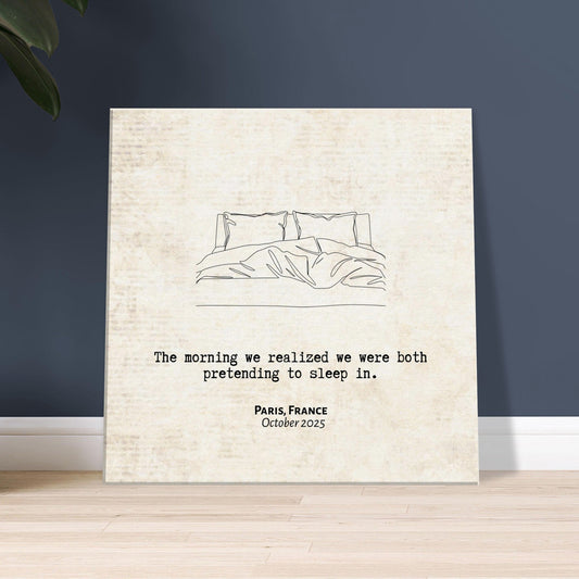 "Pretending to Sleep In" - Personalized Travel Micro Memory Canvas - Out of Office Outfitters - 
