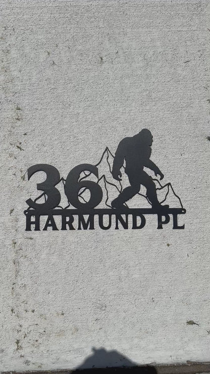 Sasquatch on the Loose Custom Metal Address Sign