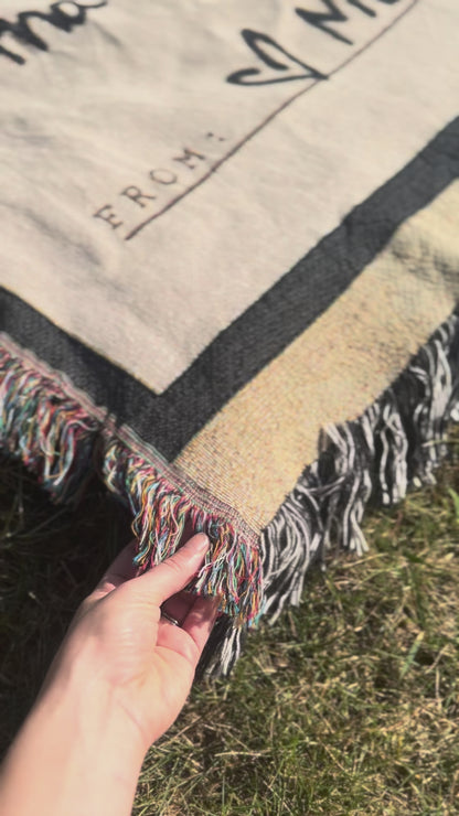 Personalized Postcard Woven Keepsake Blanket with Your Handwritten Message