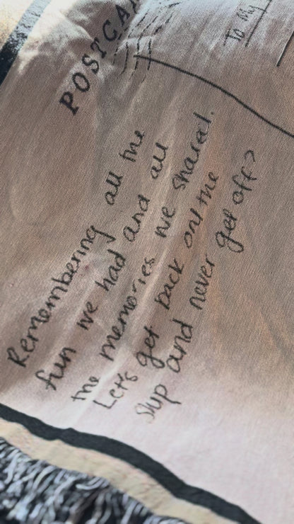 Personalized Postcard Woven Keepsake Blanket with Your Handwritten Message