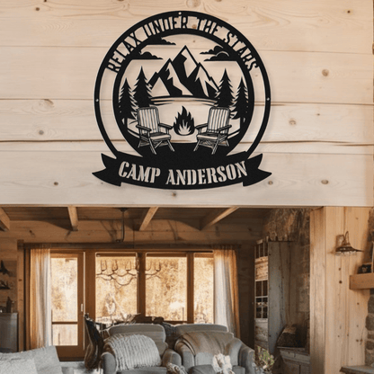 Relax Under the Stars Metal Wall Art - Out of Office Outfitters - Die - Cut Sign