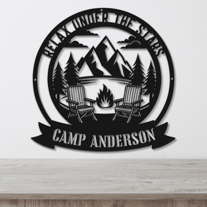 Relax Under the Stars Metal Wall Art - Out of Office Outfitters - Die - Cut Sign