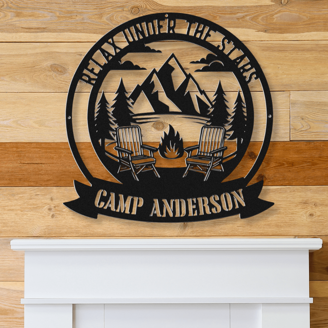 Relax Under the Stars Metal Wall Art - Out of Office Outfitters - Die - Cut Sign