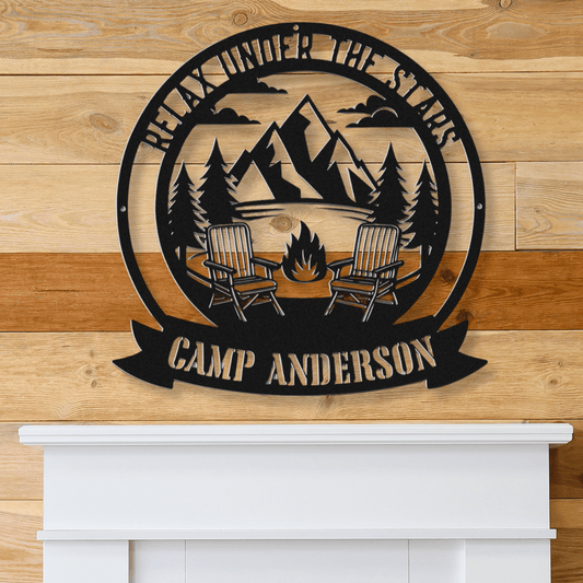 Relax Under the Stars Metal Wall Art - Out of Office Outfitters - Die - Cut Sign