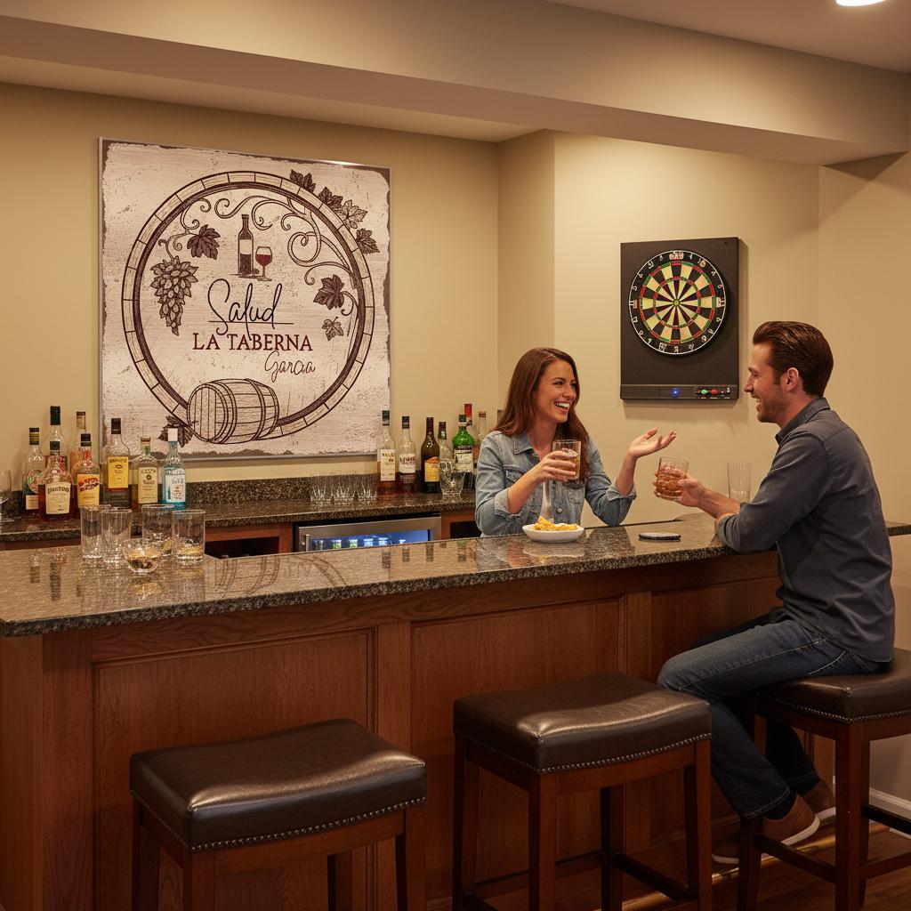 Salud Taberna Brushed Aluminum Bar Sign - Out of Office Outfitters - Print Material