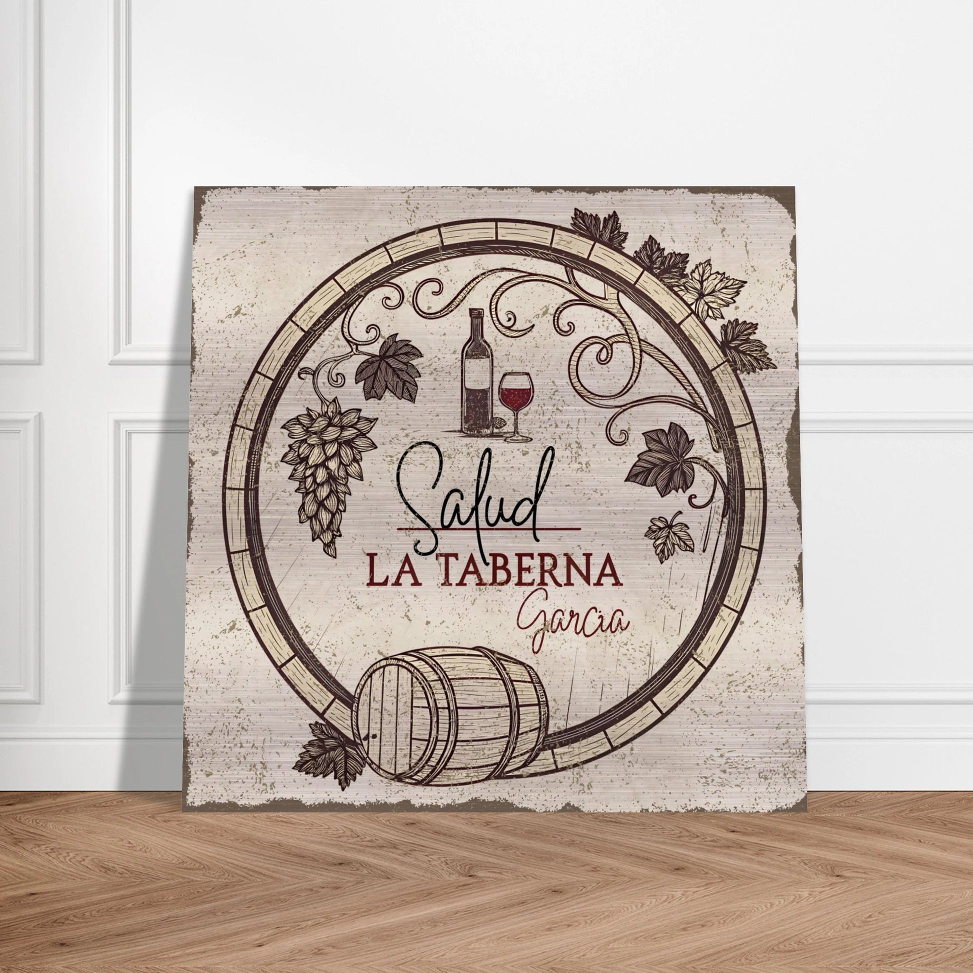 Salud Taberna Brushed Aluminum Bar Sign - Out of Office Outfitters - Print Material